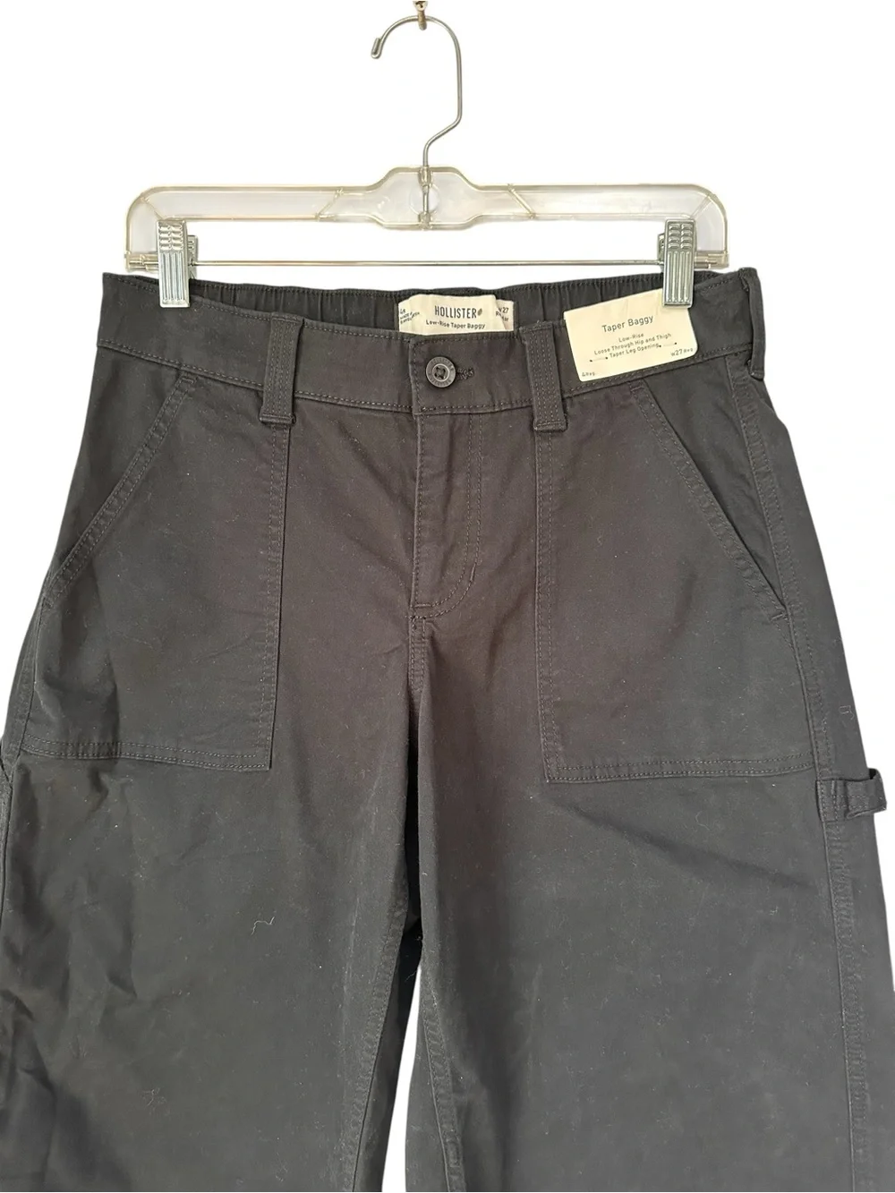 HOLLISTER Black Low Rise Taper Baggy Carpenter Pants W27 Regular